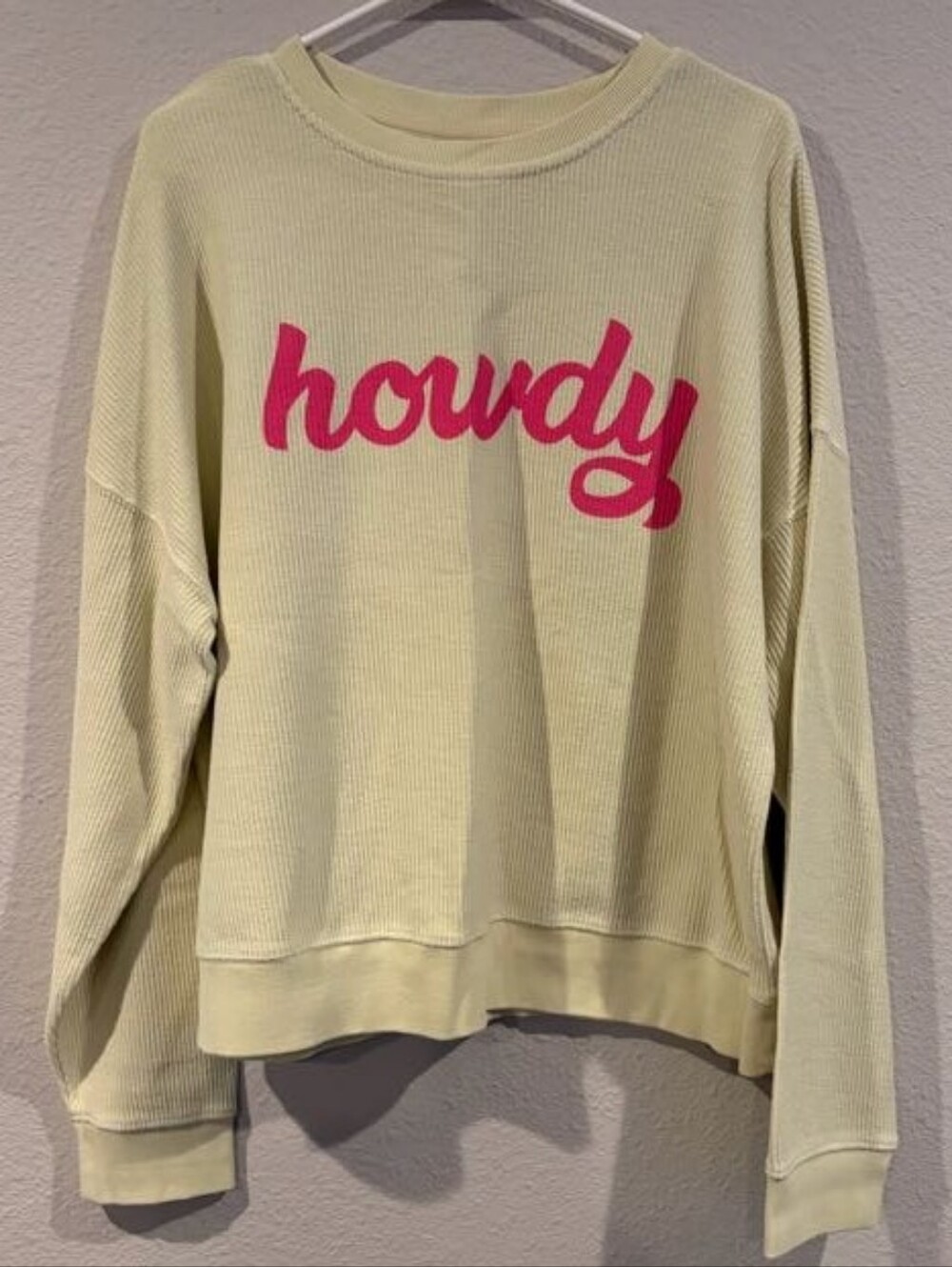 NEW Thread & Supply Womens Cozy Ribbed Howdy Graphic Crewneck Sweatshirt Size XL